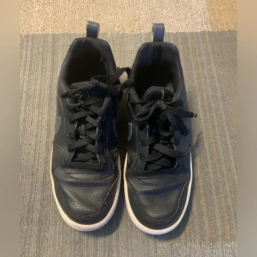 Nike Air Force Sneakers Shoes Leather Black Grey Size 6